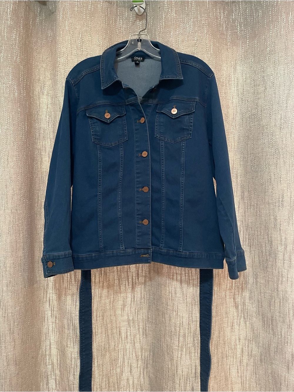 Jones New York Dark Blue Denim Jacket with Waist Ties